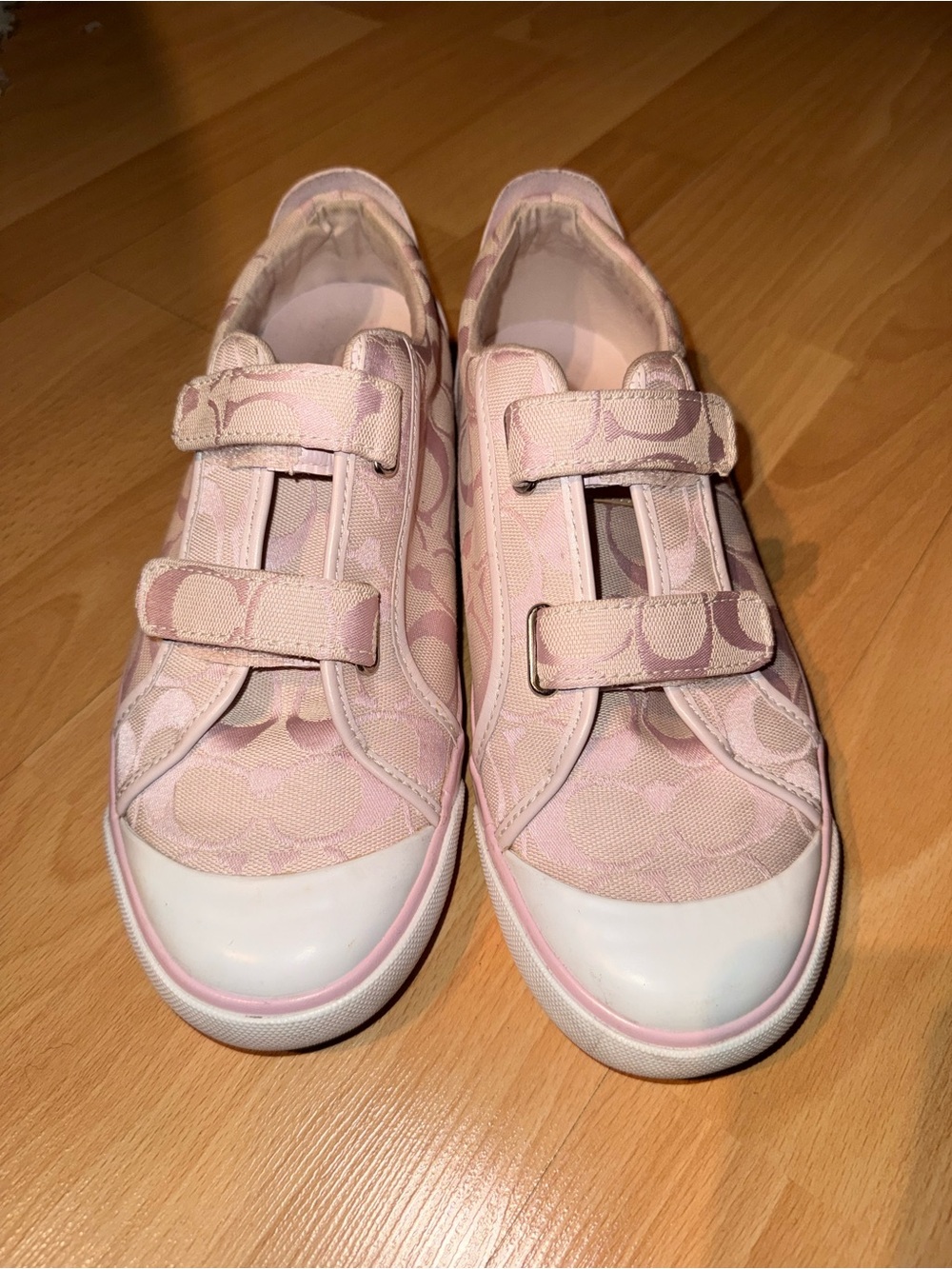 Coach Pink Logo-Print Velcro Sneakers
